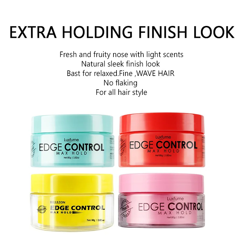Edge Control Gel - 80gヘアジェル 強力ホールド エッジコントロール レースジェル ブレイディングヘアスタイリングジェル カスタムラベル付き