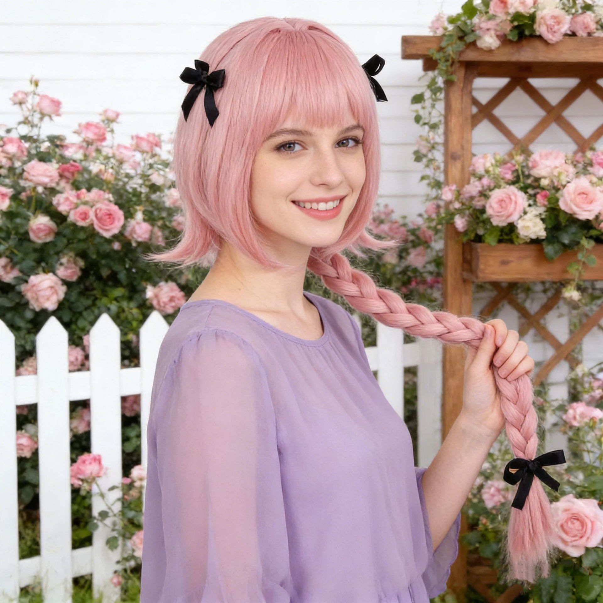 Braiding Hair Kanekalon - 女性用合成ピンクオンブレ編み込みロングウィッグ アストルフォ風コスプレアニメコスチュームパーティー用 耐熱ファイバー ツートンヘア