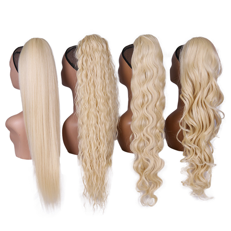 Braiding Hair Kanekalon - ブロンド合成ポニーテールロング波状編み込みポニーテールヘアピースクリップオンオンブレブラックブラウンヘアエクステンションポニーテール女性用