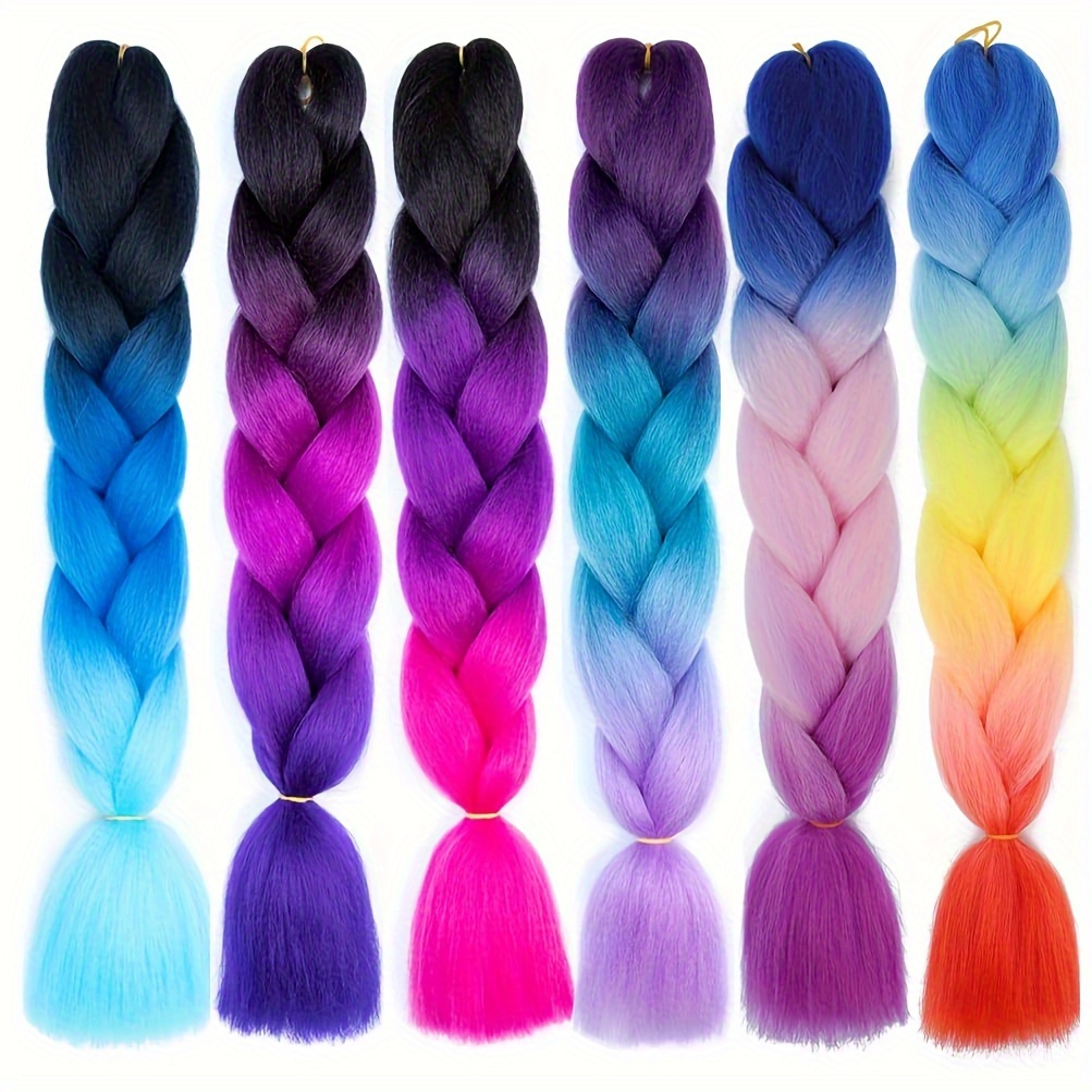 Braiding Hair Kanekalon - 6個入り 24インチ ジャンボブレイドエクステンション 合成編み込みヘア アフロ オンブレカラー