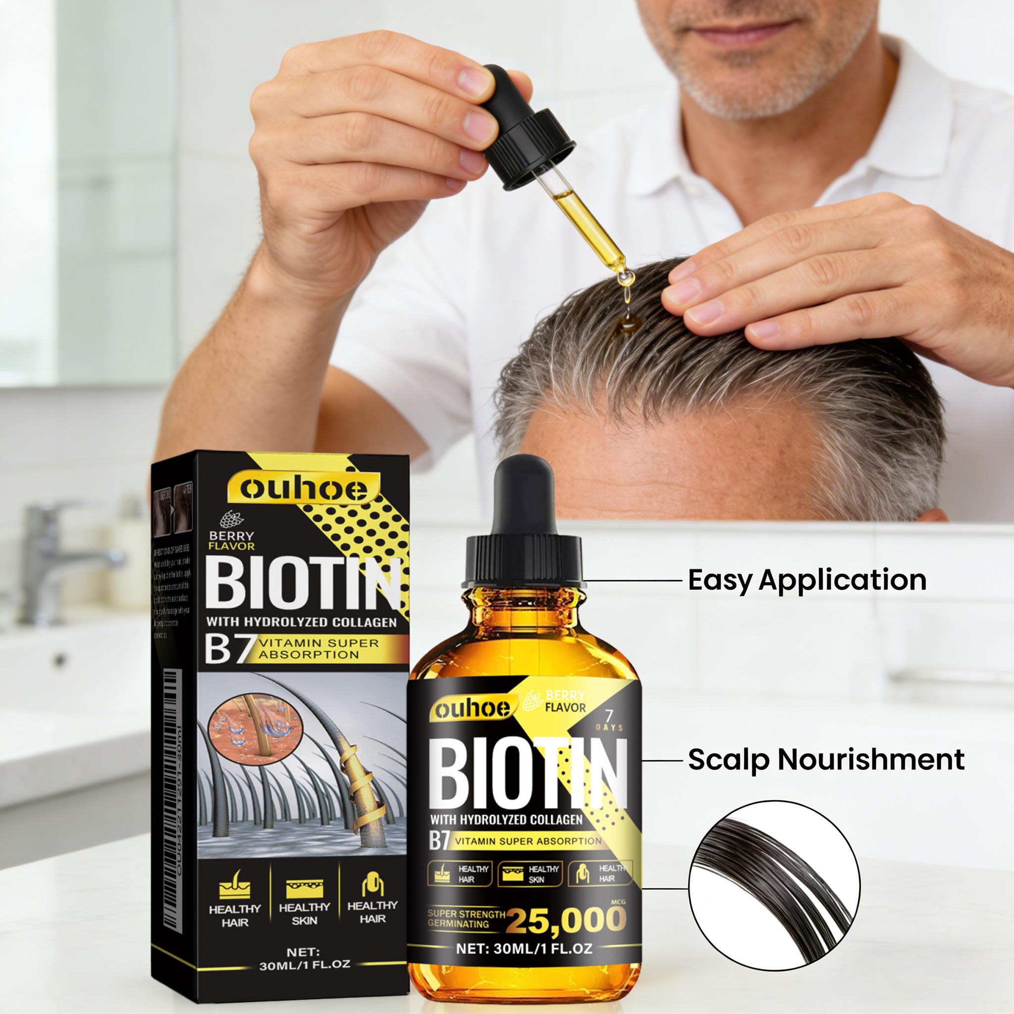 Hair Care Collagen - ビオチンヘアオイル コラーゲン頭皮美容液 強化トリートメント 天然ローズマリー高麗人参エキス 育毛ケア 全髪質対応