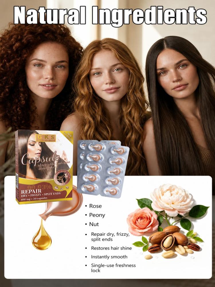 Hair Care Capsule - ヘアケアカプセルは乾燥や縮れを軽減し、枝毛を防ぎ、髪の根元を保護します。