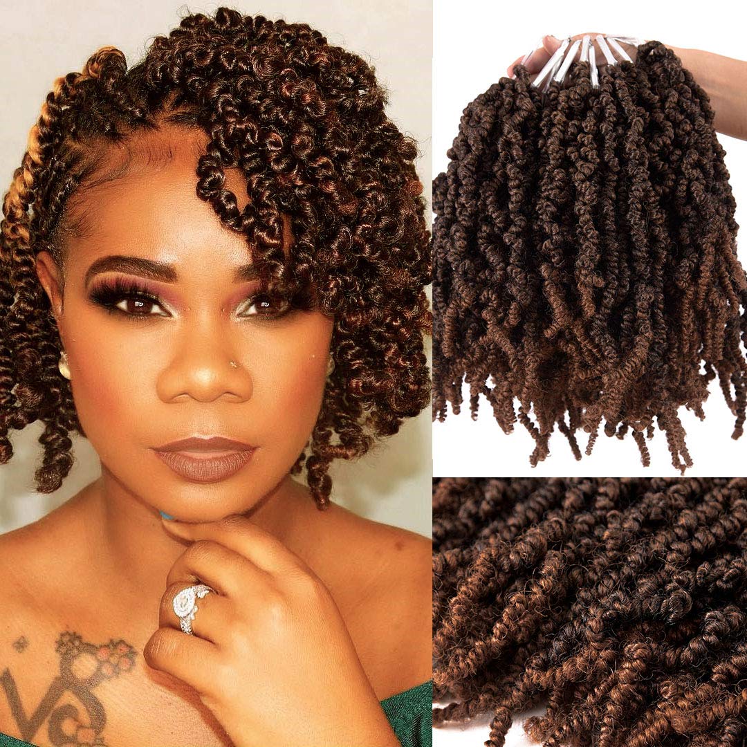 Braiding Hair Kanekalon - 10 インチショートカーリースプリングプレツイスト三つ編み合成かぎ針編みヘアエクステンション 15 ストランド/パックオンブルかぎ針編みツイスト三つ編みヘア