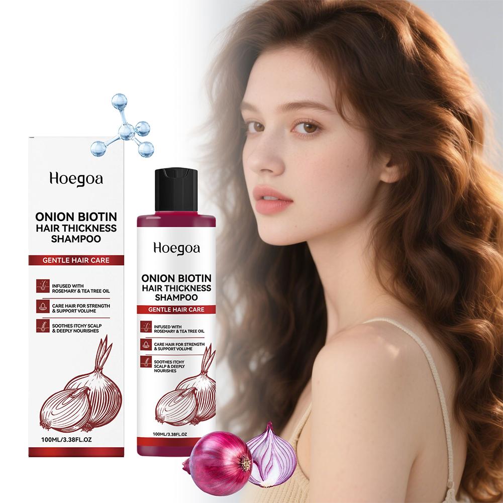 Biotin Shampoo Thickening - 100 ミリリットルオニオンビオチンシャンプー脱毛用穏やかなクレンジング毛根を強化保湿増粘頭皮ケアシャンプー