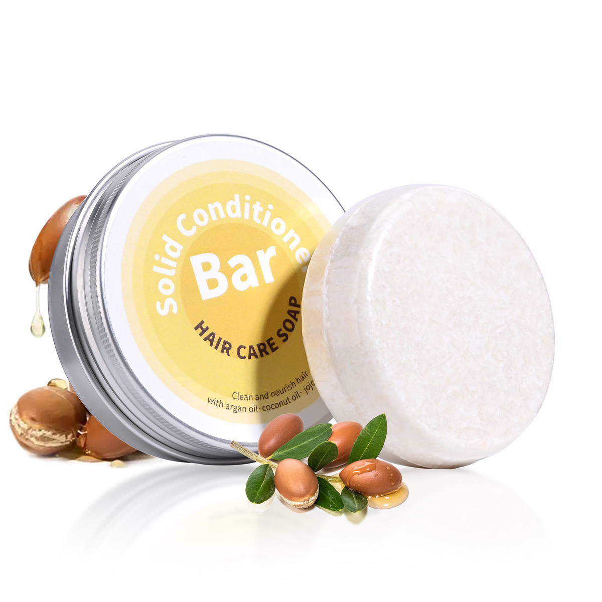 Hair Care Conditioner - 植物性エッセンシャルオイル配合ヘアコンディショナーソープ、アルガンオイル、ココナッツオイル、ホホバオイルを豊富に含むディープヘアケアソープ、シャンプーソープと併用可能