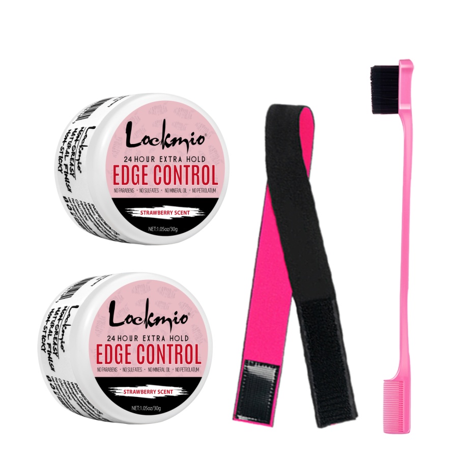 Edge Control Gel - エッジコントロールジェル,女性用,縮れ防止ワックス,長持ち,天然成分,クリームとブラシ,べたつかない,30g, 4個セット