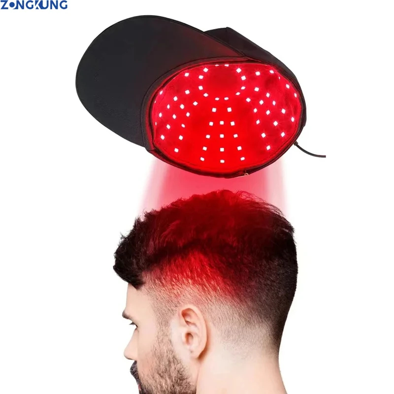 Hair Care For Hair Loss - 660nm 850nm赤色光赤外線ヘアセラピー育毛キャップ脱毛防止リラックス頭皮ケア帽子抗発毛調整可能なリアストラップ
