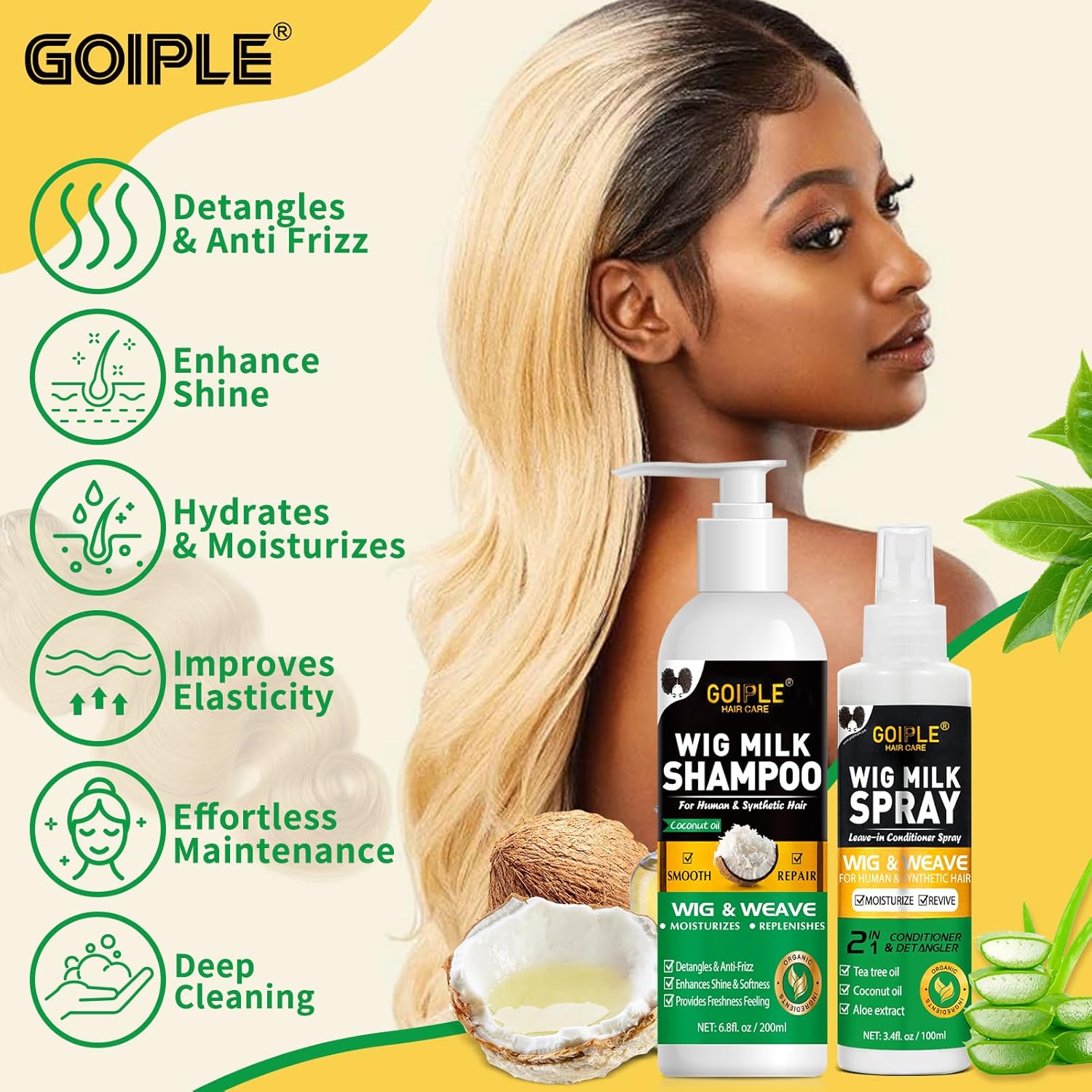 GOIPLE 3 in 1 ウィッグケアキット シャンプー、 - Hair Care Conditioner のレビューと価格