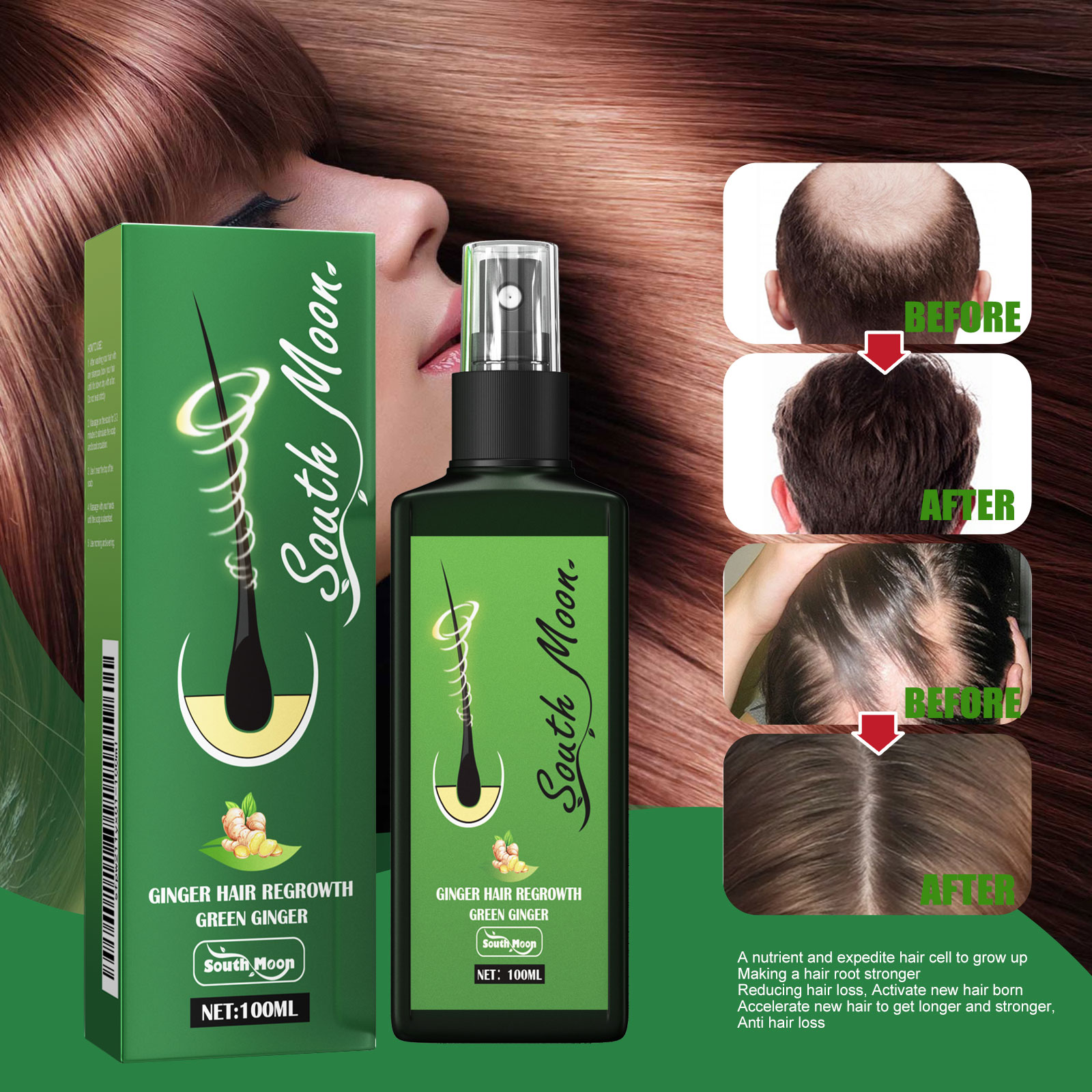 ジンジャーヘア密度セラムスプレー効果的な栄養補給毛根毛髪を厚 - Hair Care For Hair Fall のレビューと価格