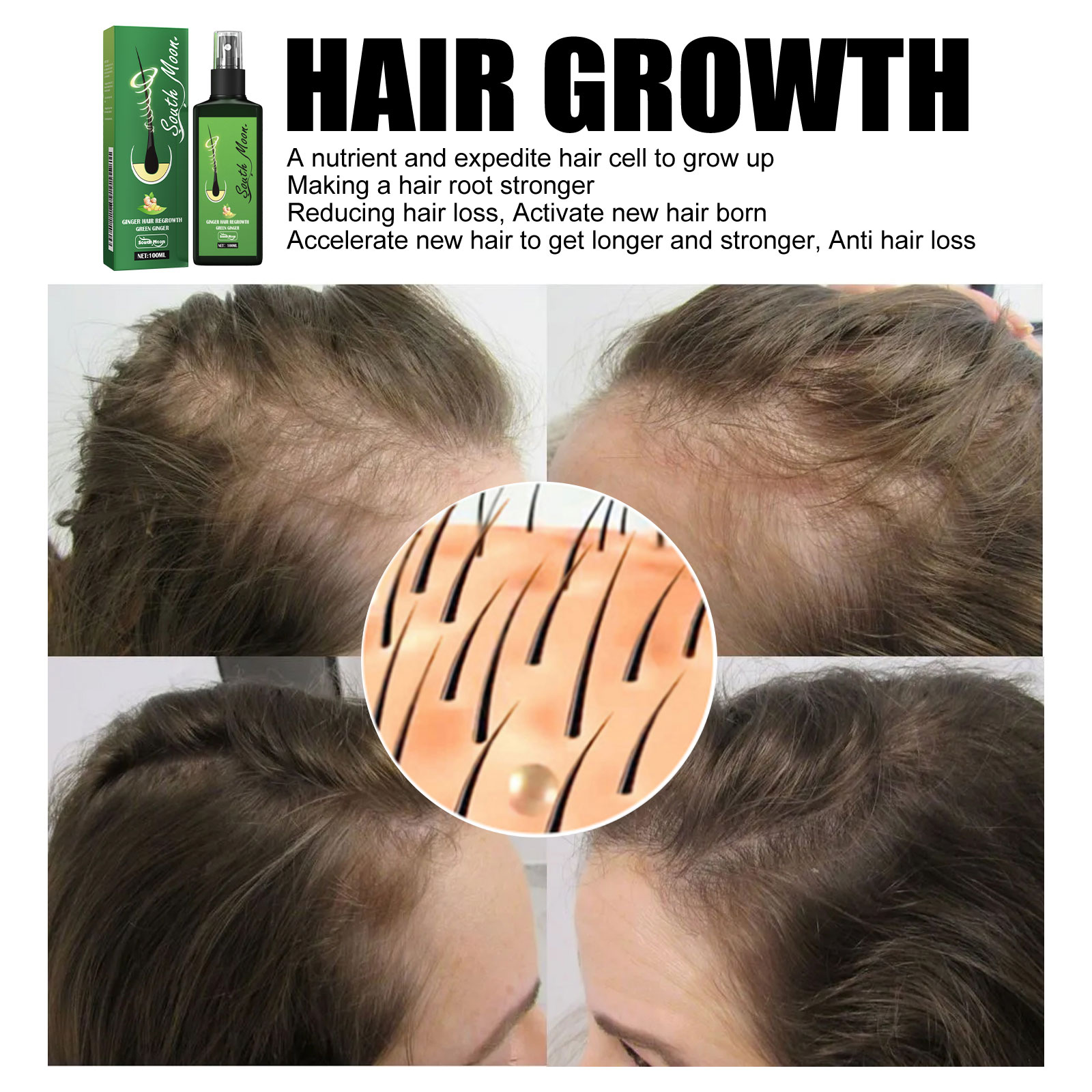 ジンジャーヘア密度セラムスプレー効果的な栄養補給毛根毛髪を厚 - Hair Care For Hair Fall のレビューと価格