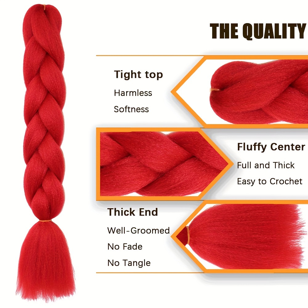 6個入り 24インチ ジャンボブレイドエクステンション 合成 - Braiding Hair Kanekalon のレビューと価格