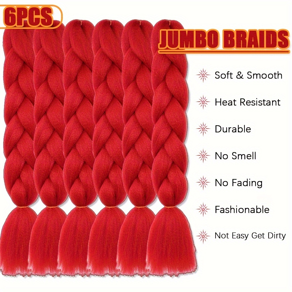 6個入り 24インチ ジャンボブレイドエクステンション 合成 - Braiding Hair Kanekalon のレビューと価格