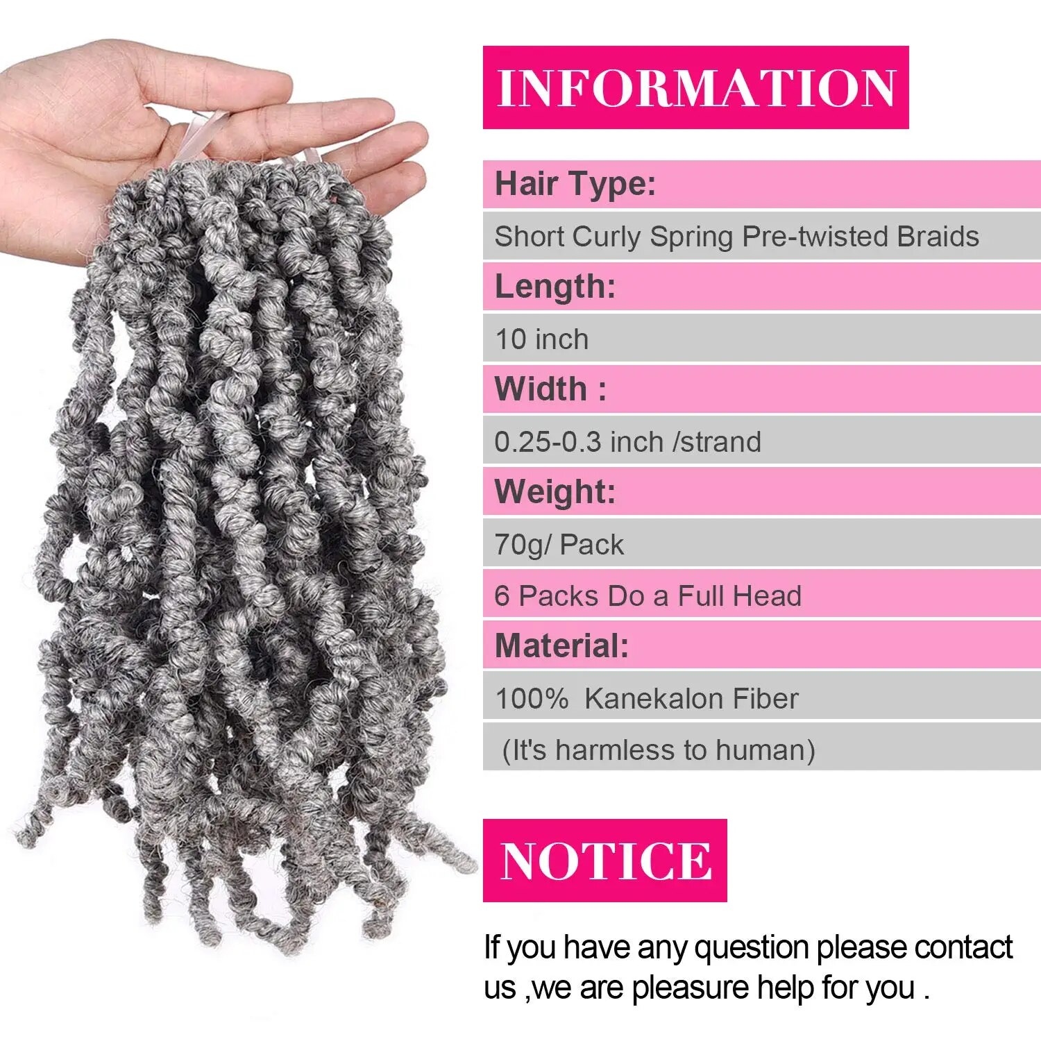 10 インチショートカーリースプリングプレツイスト三つ編み合 - Braiding Hair Kanekalon のレビューと価格